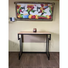 Mesa Recibidora Desayunador De Arrime Hierro Y Madera Finger