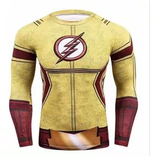 Camisa Compressão Kid Flash Rashguard Elastano Manga Longa