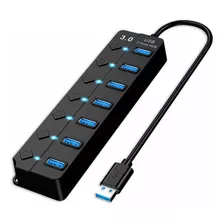 Usb 3.0 Hub Splitter 7 Puertos Con Indicadores Led