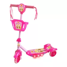 Patinete Infantil Belinda 3 Rodas Com Cesta Led E Som Rosa.