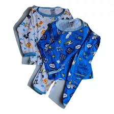 Pijama 1 A 4 Anos Suedine Estampado Kit C/ 2 Pçs Fem Ou Masc