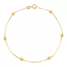 Pulseira Feminina Veneziana Bolinha Ouro 18k 750