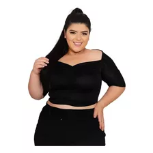 Cropped Manga Curta Plus Size Copa Do Mundo Super Barato