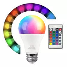 Lampada Bulbo 9w Rgb Com Controle Remoto Para Casa Lar