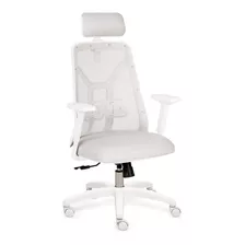 Silla Escritorio Oficina Ergonomica Cabezal Tokio Blanca Ct Color Gris Perla Material Del Tapizado Chenille