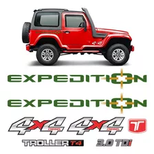 Adesivo Troller Expedition 4x4 2011 T4 Emblema + Faixa Verde