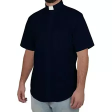 Camisa Para Padre Clerical Manga Curta Tecido Algodão