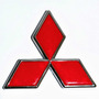 Logo Mitsubishi Rojo Borde Cromado Insignia Emblema 10cm  Mitsubishi Outlander