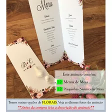 12 Menus De Mesa (livreto Longo) E 12 Plaquinhas, Casamento