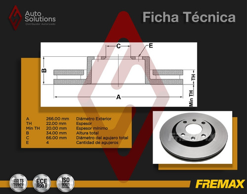 2 Discos De Freno (d) Peugeot 307 Cc 2.0 L4 2003-2009 Foto 2