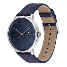 Reloj Tommy Hilfiger 1791844 Hombre 100 % Original Azul Color De La Correa Plateado Color Del Bisel Plateado