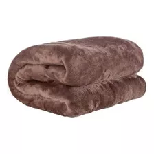 Manta Soft Cobertor Casal Microfibra Marrom Liso