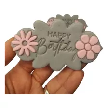 Set Sellos Hojas Y Flores X4 Acrilico Pasta Fondant Stamp 