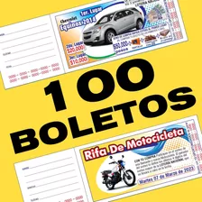 100 Boletos Para Rifa Sorteo Impresos A Color Con 10 Folios