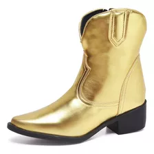 Bota Country Feminina Cano Curto Dourado Metalizado Dubuy