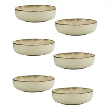 Set X 6 Bowl Compotera Porcelana Filo Envejecido 15 Cm