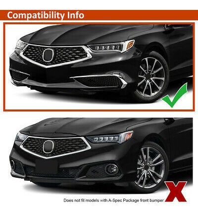 Fits 2018-2021 Acura Tlx Glossy Black 3pc Front Bumper Li Kg Foto 9