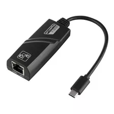 Adaptador Rede Type-c 1000mbps Ethernet Rj45 Para Macbook Pc Cor Preto