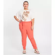 Calça Feminina Plus Size Linho Strong Secret Glam Rosa