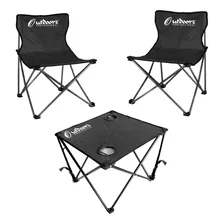 Set Sillas Director Mesa Plegables Playa Pesca Camping 110kg Color Negro