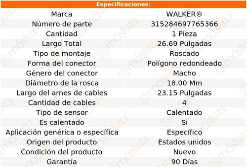 Sensor O2 Ox Izq/der Volvo V50 5 Cil 2.4l 07/10 Walker Foto 6