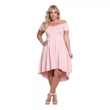 Vestido Asimétrico Corto Blusa Cuello Bote Ideal Para Boda 