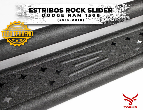 Estribos Acero Rock Slider Ram 1500 Doble Cabina 16-18 Torus Foto 6