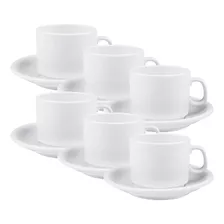 X6 Taza Café C/plato Línea Recta, Porcelana Verbano