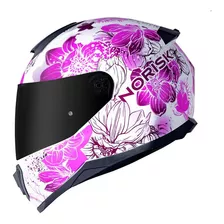 Capacete Feminino Fechado Norisk Razor Bloom Rosa Moto Cor Branco/rosa Tamanho Do Capacete 54