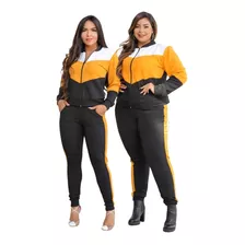 Conjunto Plus Size Feminino Calça Jogger + Blusa Frio Zíper 