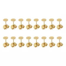 25 Pares De Brinco De Aço Inoxidável Dourado Com Postes Tras