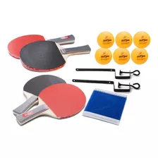 Kit Ping Pong Tênis D Mesa 4 Raquete + 6 Bolinhas + 2 Rede