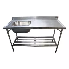 Pia Industrial Profissional Aço Inox 120x70 + Cuba 50x40 Tpc