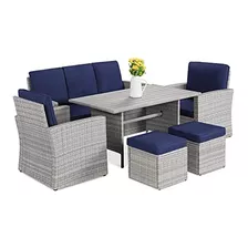 Best Choice Products Mesa De Comedor De Mimbre De 7 Plazas, 