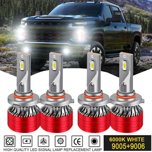 4 Lados, 6000k, 9005 9006 Kit De Faros Led Luz Alta Y Baja Chevrolet Silverado 1500