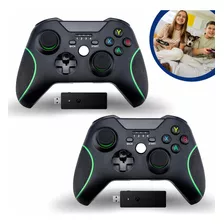 Kit 2 Controles Xbox One S Compatível Sem Fio Bluetooth Pc Cor Preto