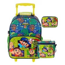 Kit Escola Família Arqueira Mochila Roda + Lancheira Estojo