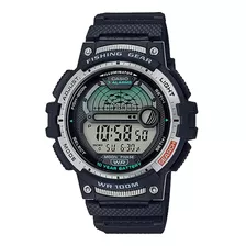 Reloj Casio Outgear Ws-1200h-1av. Fishing Gear. Moon Phase Color De La Malla Negro Color Del Fondo Negro