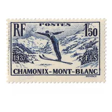  Francia 1937 Campeonato Ski Alpino Antiguo Sello Mint 334 