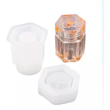 Molde De Silicone Pote Com Tampa Hexagonal