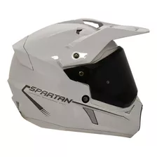 Casco Para Moto Doble Proposito Spartan Wolf Blanco Brillo