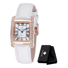 Reloj Wwoor Fashion Diamond De Cuero Genuino Para Mujer