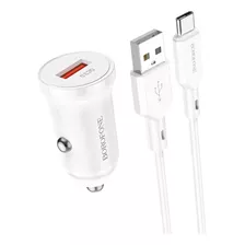 Cargador De Automóvil Usb 18w + Cable Tipoc Borofone Blanco