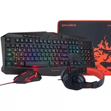 Kit Teclado Mouse Diadema Y Mousepad Redragon Gaming Español