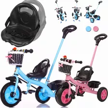 Triciclo Bebe Niños Con Cajuela Y Barra Empuje Y Pedal 50kg