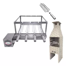 Kit Grill Inox Gira 4 Espetos P /pré Moldada + Espeto Grelha