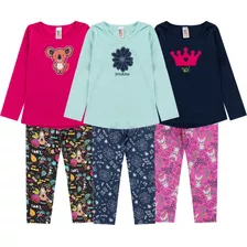 Blusa De Frio + Legging Menina 3 Conjuntos Infantis Promoção