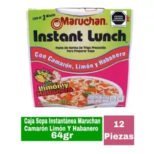 Caja Sopa Instantánea Maruchan Camarón Limón Habanero 12 Pz