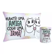 Kit Almofada + Caneca Meme Presente Amiga Irmã Flork Bento