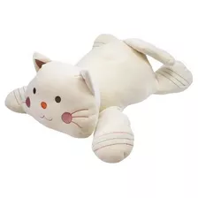 Gato Gatinho Fofinho De Pelúcia Pequeno Creme Deitado 28cm 